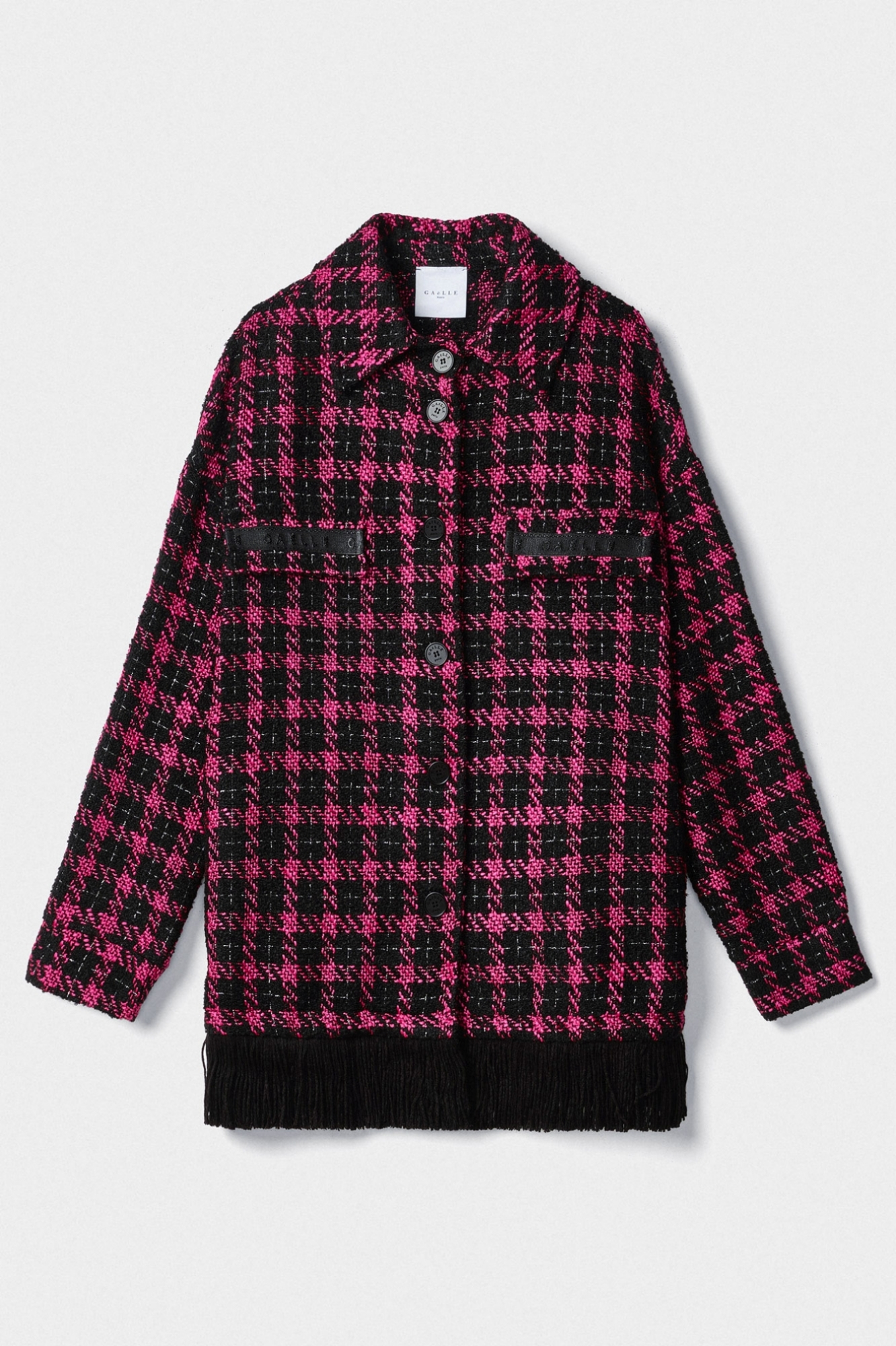 Camicia Coat In Boucler Nero-Fucsia