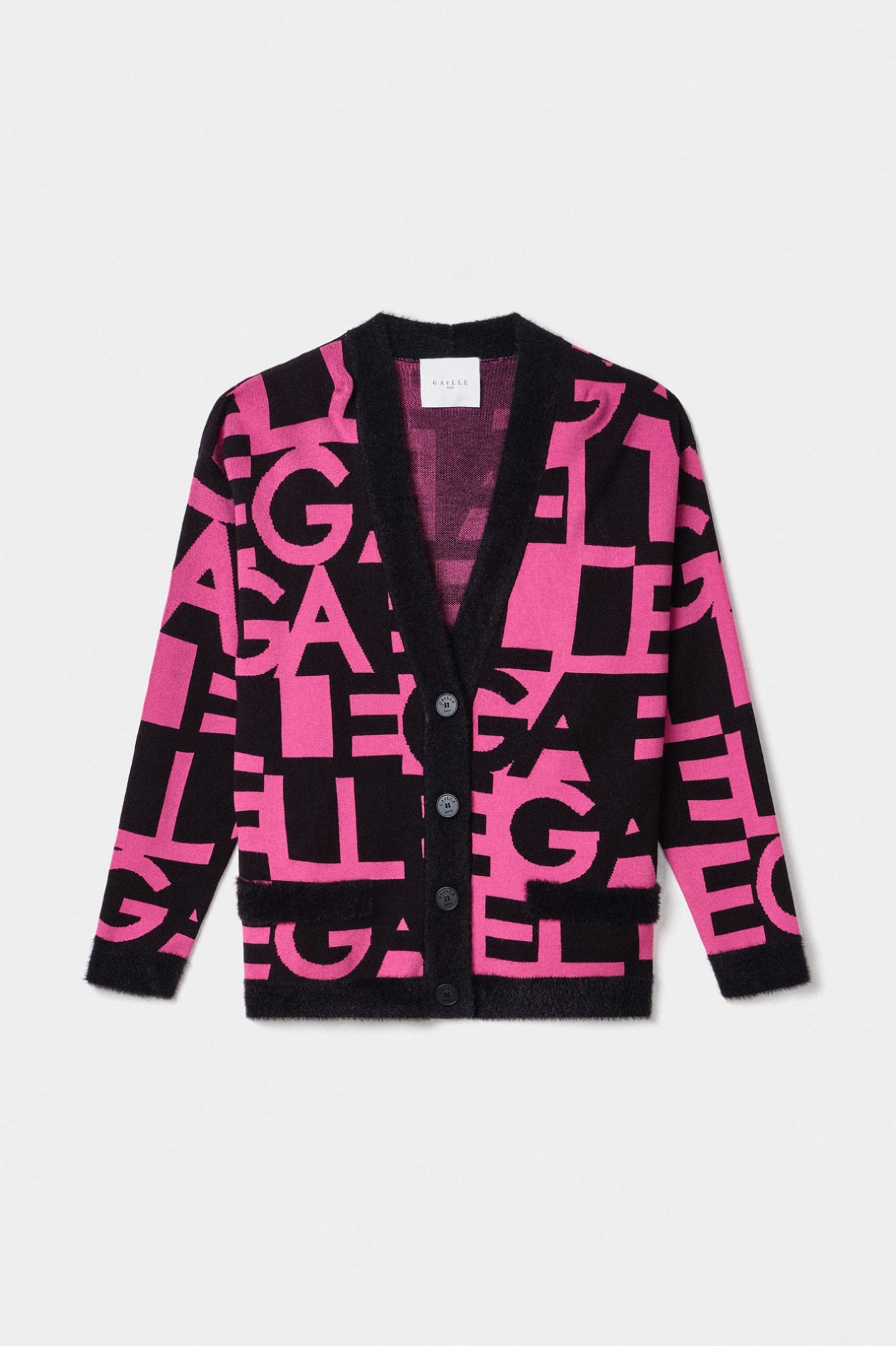 Cardigan Fantasia Allover Fucsia/Nero