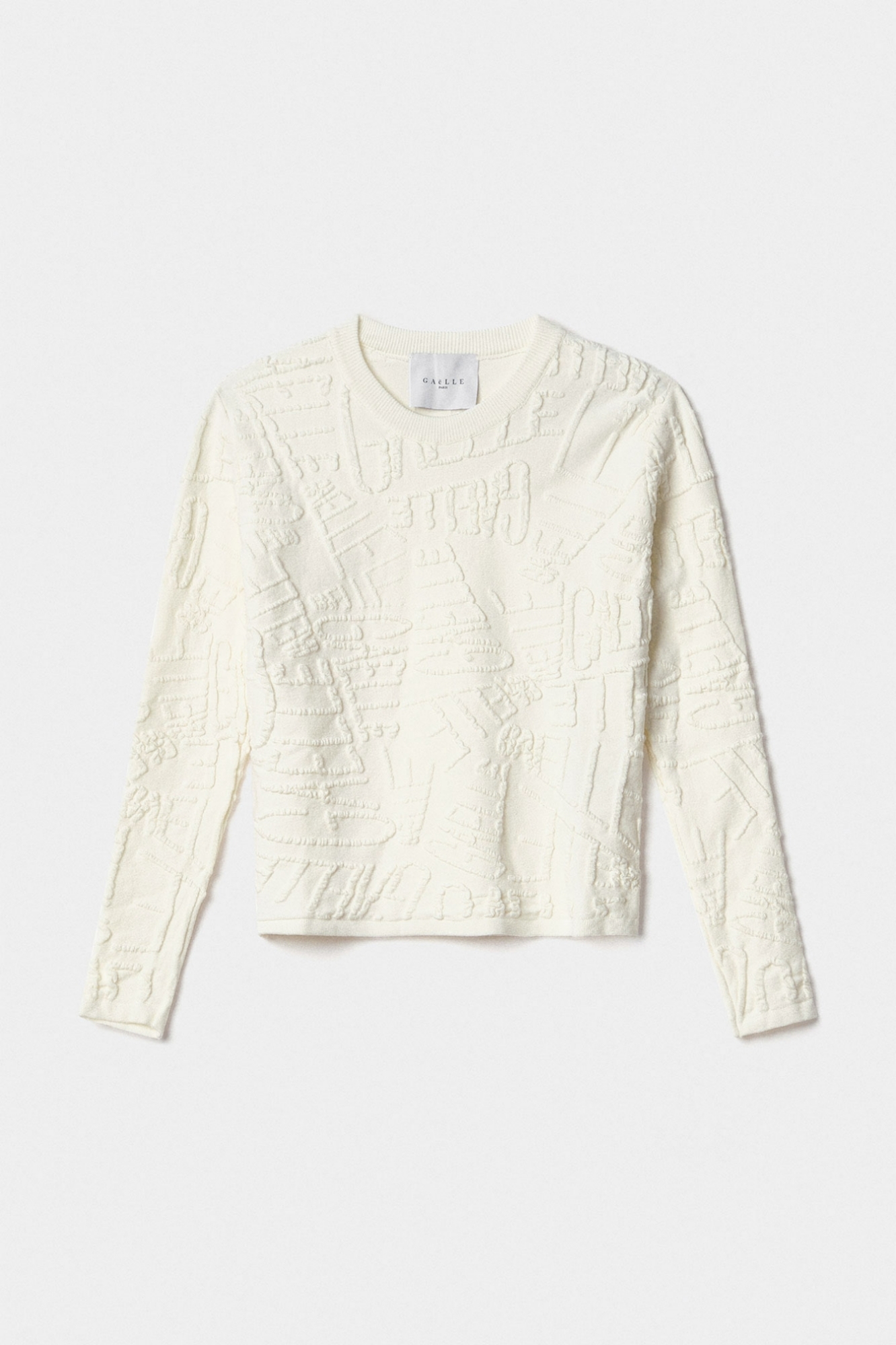 Pullover Manica Lunga Fantasia Allover Off White