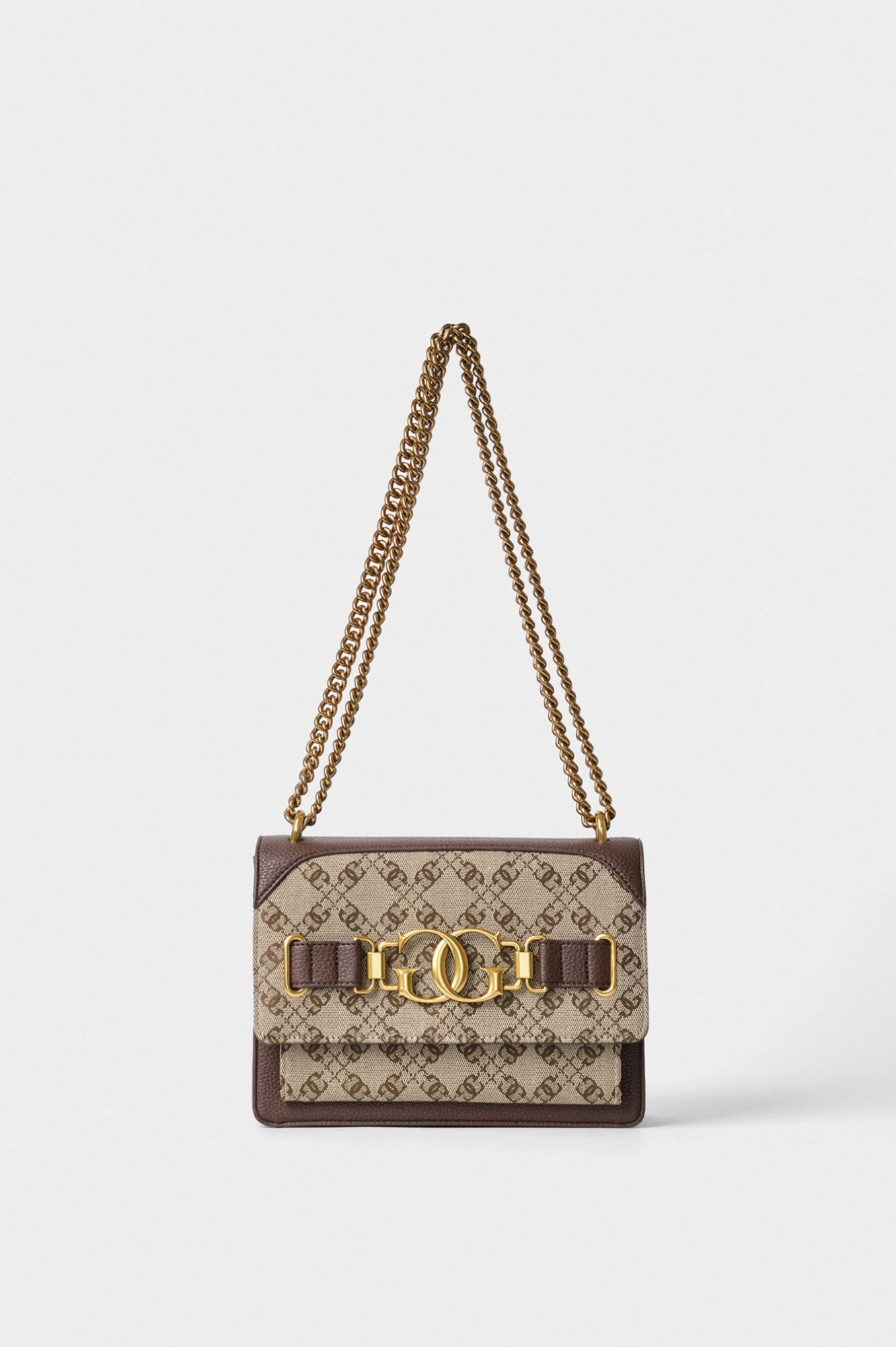 Reg.Shoulder Strap Quadro Canvas Jacquard Marrone