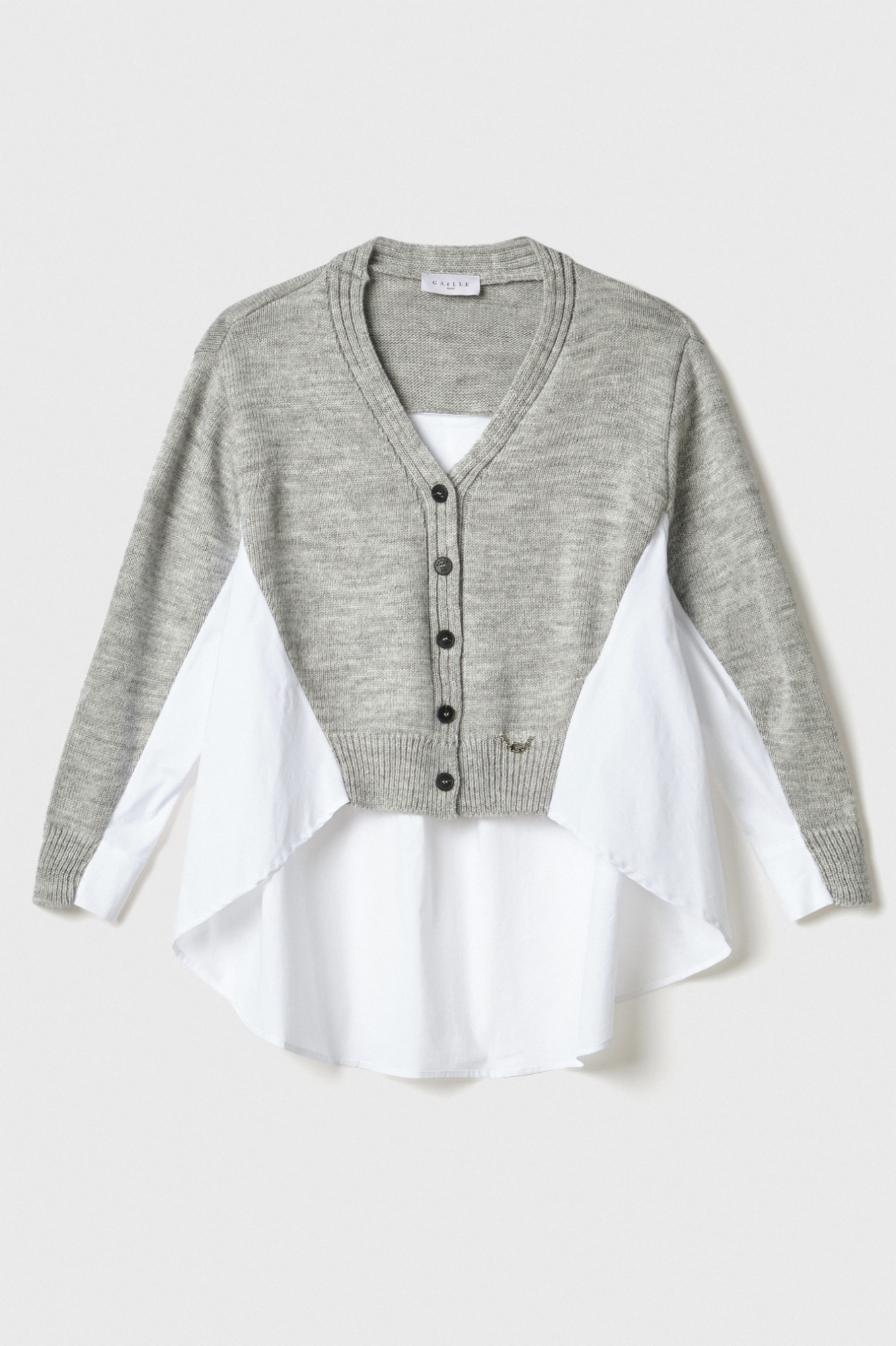 Cardigan Asimmetrico Bimateriale Grigio