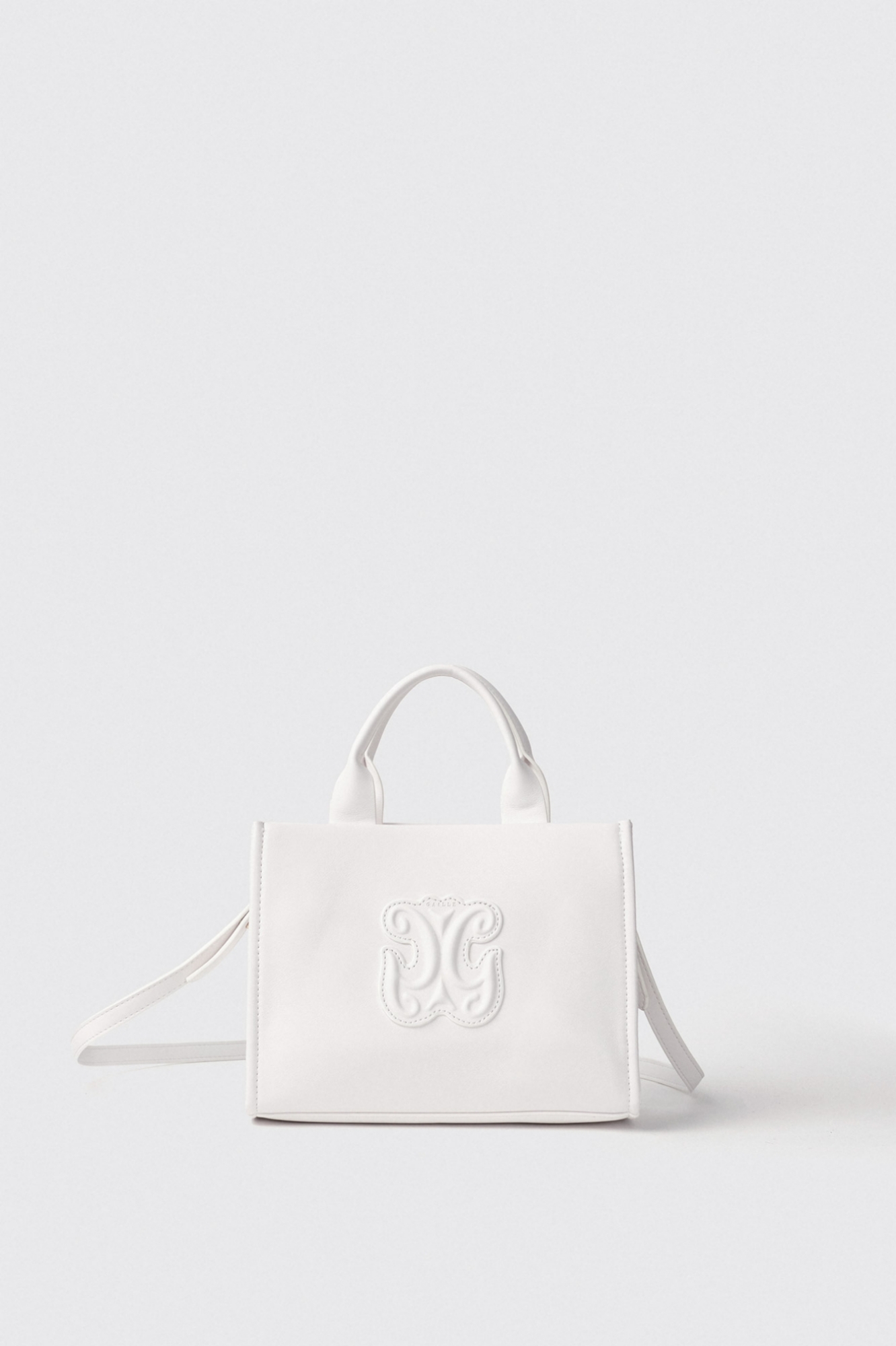 Mini shopper con logo embossed • Bianco