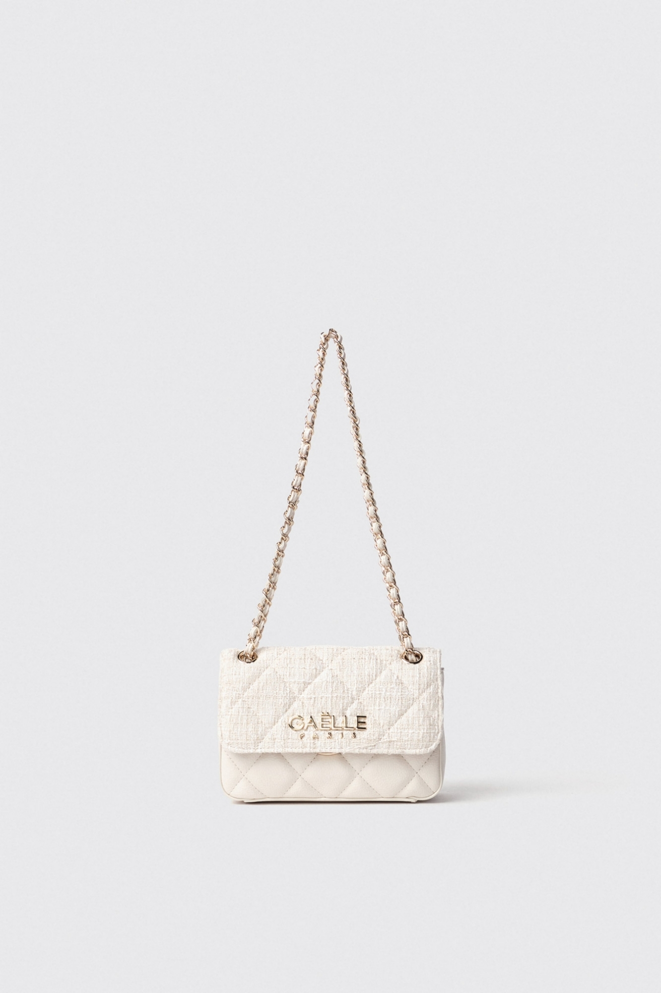 Mini shoulder strap con logo in metallo • Bianco