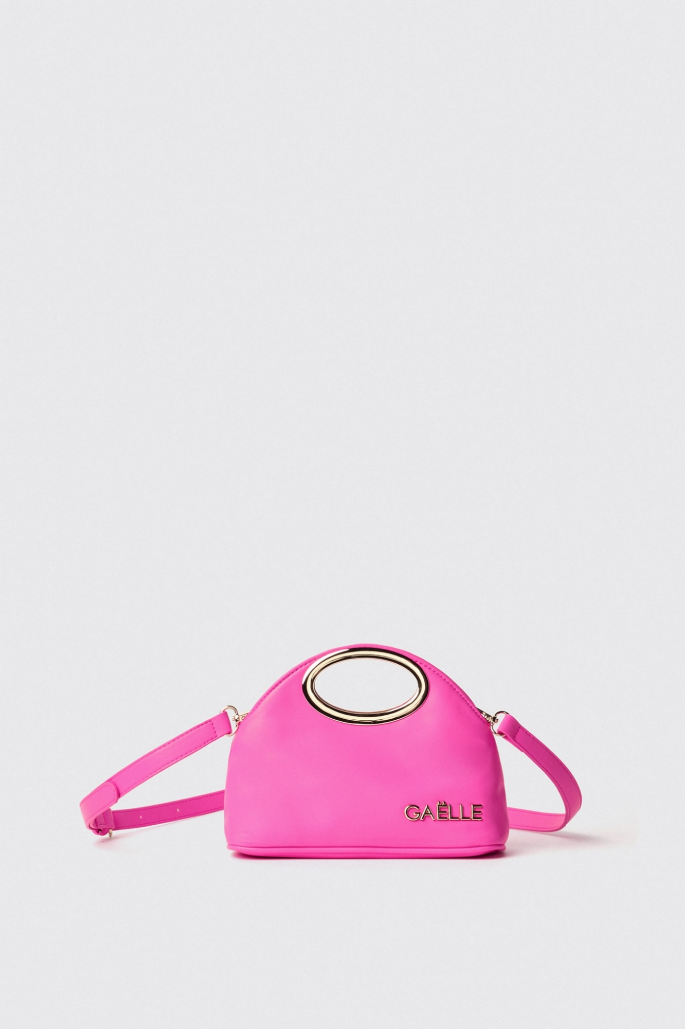 Mini hand bag con logo in metallo • Fucsia